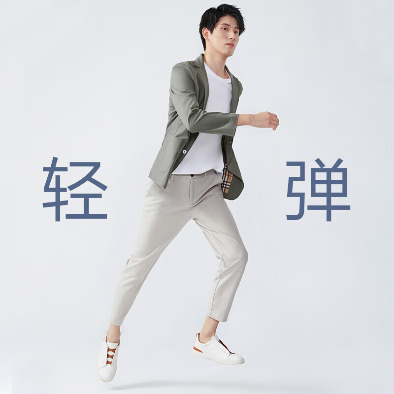 红豆（Hodo）红豆男装 西服男平驳领弹力针织轻薄西服外套 S4深灰色 170/88A 