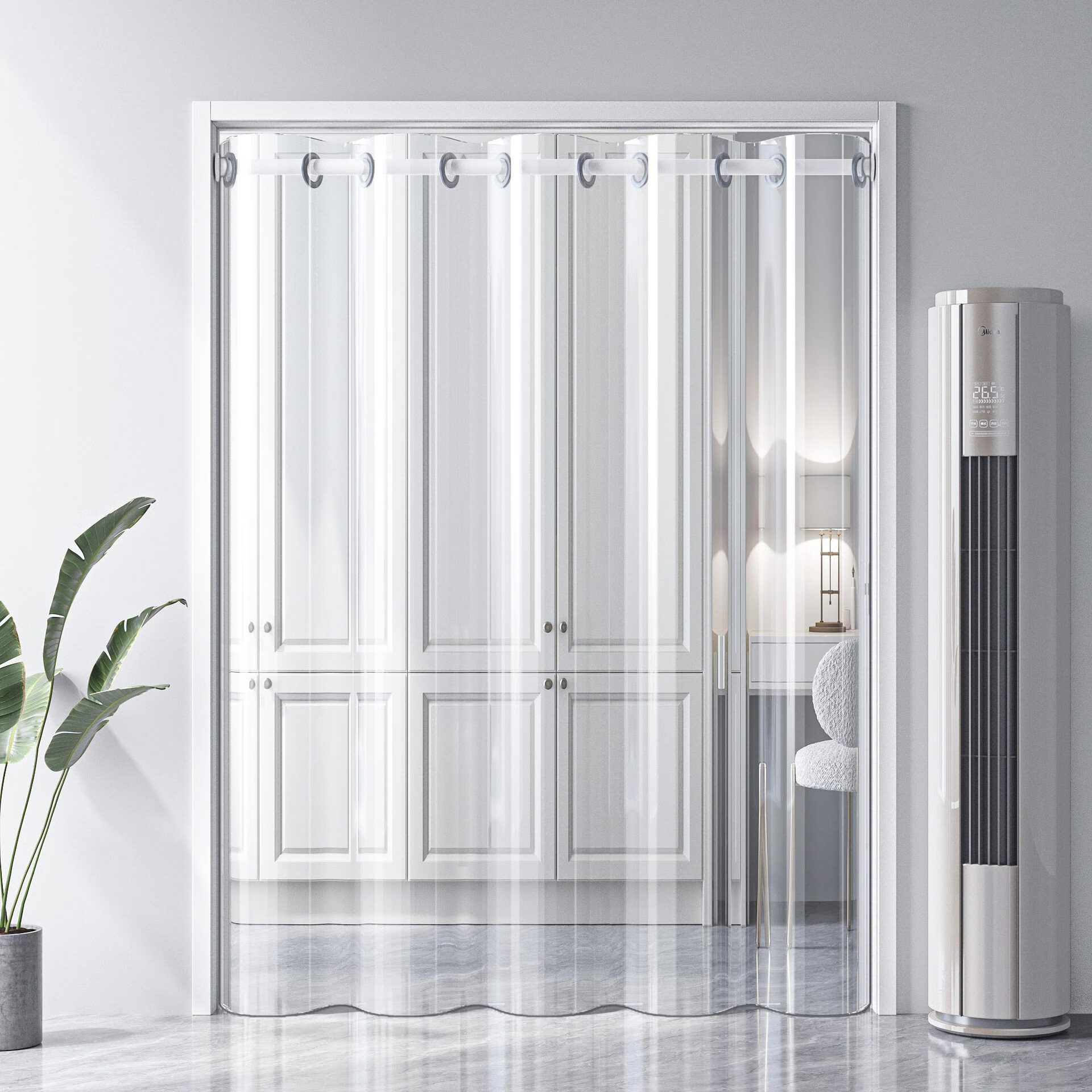 透明pvc夏季防冷气门帘空调隔断帘挡风免打孔厨房防油烟遮挡帘子 罗马