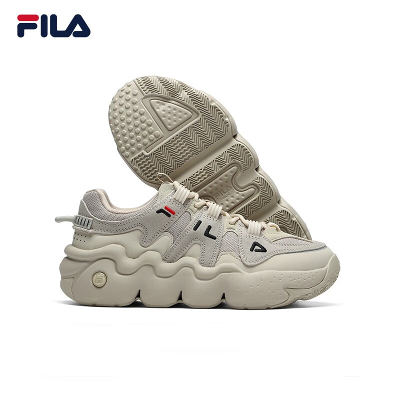 FILA HERITAGE 斐乐官方女子篮球鞋年冬季新款低帮运动鞋潮流休闲鞋女商场同款 燕麦色/黄水泥-OC 37.5