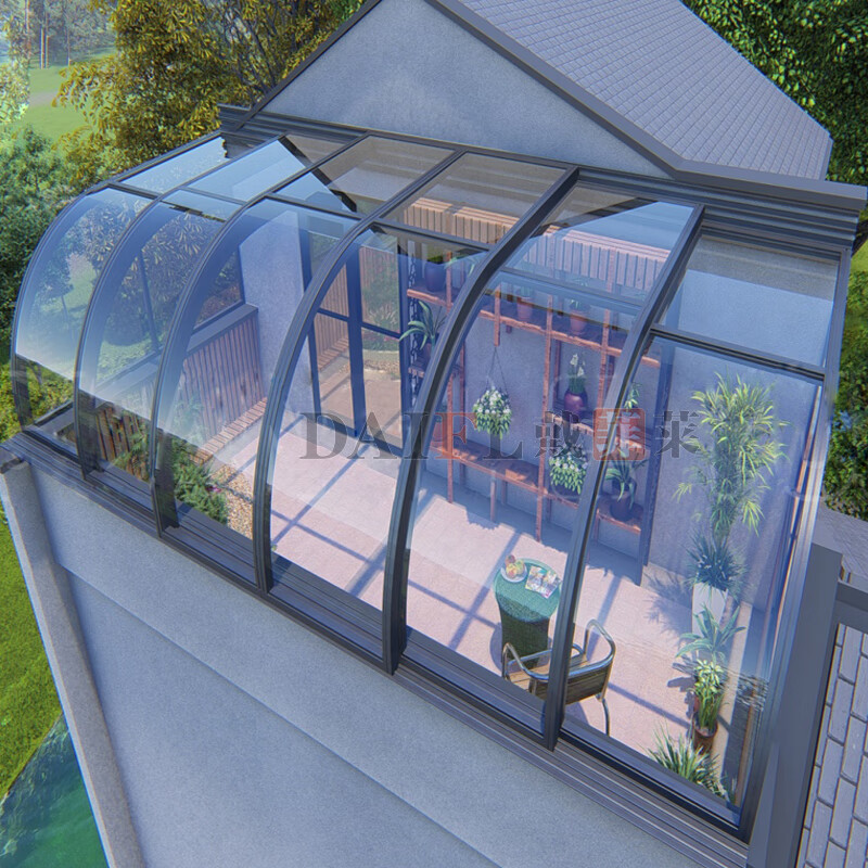 fl)别墅露台平台智能折叠移动阳光房铝合金庭院伸缩玻璃天井预防违建