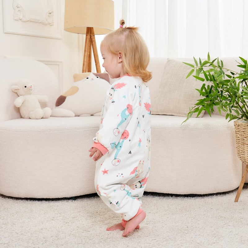 甜蜜礼物棉分腿睡袋婴幼儿童男女宝宝防踢被可拆袖抱被秋冬季新款睡衣 60g棉按扣裆【春秋16-22度】太空 90码(身高80-90CM)12-24个月