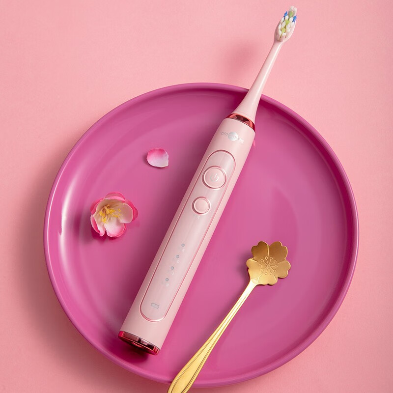 博皓（prooral）声波电动牙刷 感应充电式 自动牙刷成人 情侣款 生日礼物 礼盒装 T31 高频振动|感应充电|粉翎羽