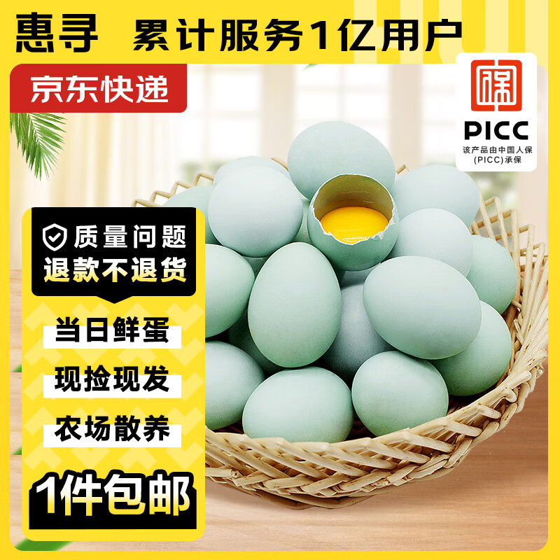 惠寻京东自有品牌 天然散养初生鲜鸭蛋10枚550g 健康营养现捡现发