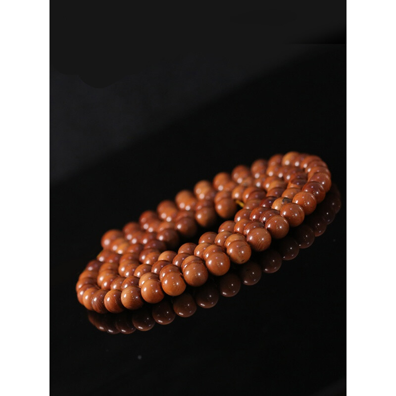 古珍 猛犸象牙咖料猪肝红圆珠108佛珠项链男女念珠手串送长辈妈妈老婆