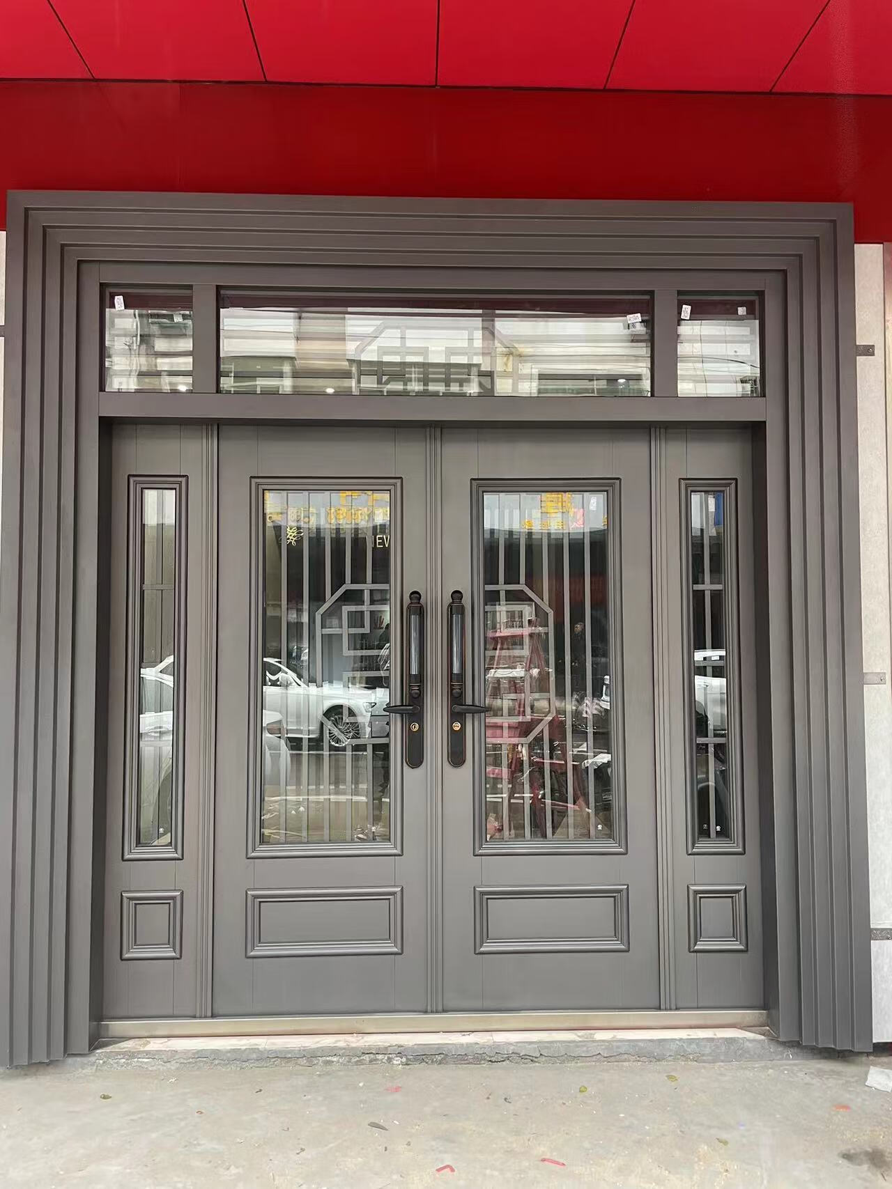 德骊嘉锌合金钢化玻璃门别墅大门双开门农村自建房乡村庭院门家用进户