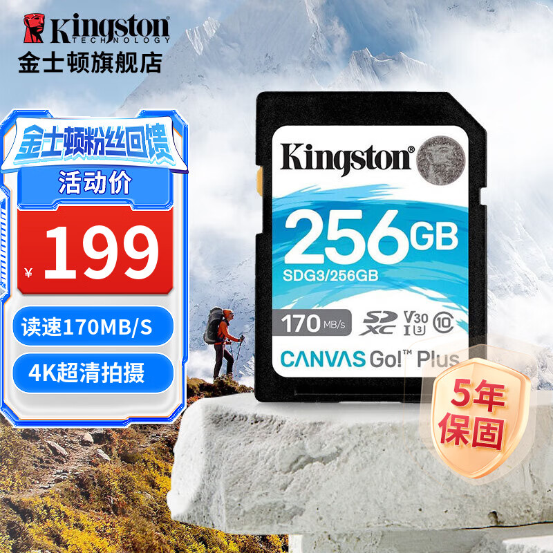 Kingston 金士顿 SDG3系列 SD存储卡 256GB（USH-I、V30、U3）