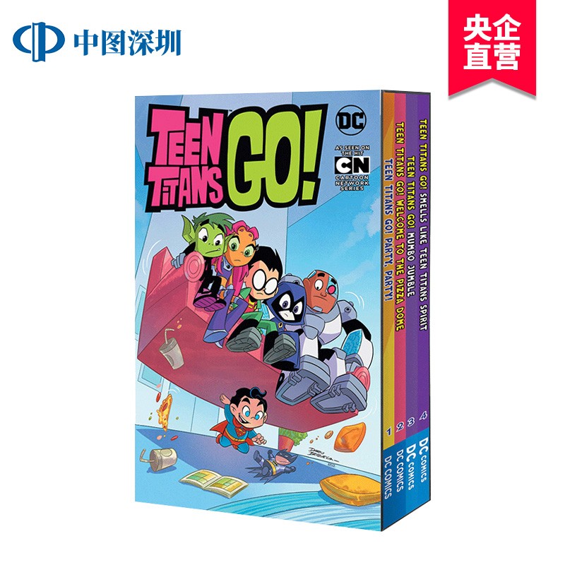现货英文原版 少年泰坦GO！1 2 3 4 盒装版 英文版Teen Titans GO! 彩色漫画
