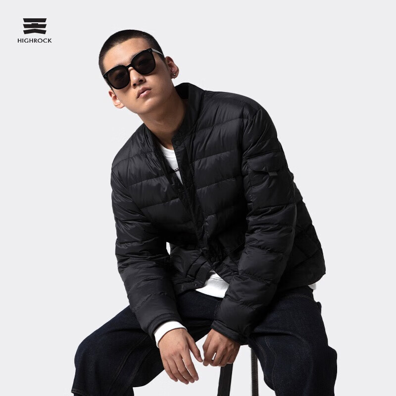 highrock天石冬季棒球服式轻量羽绒服男短款鹅绒立领轻薄内搭内胆076 