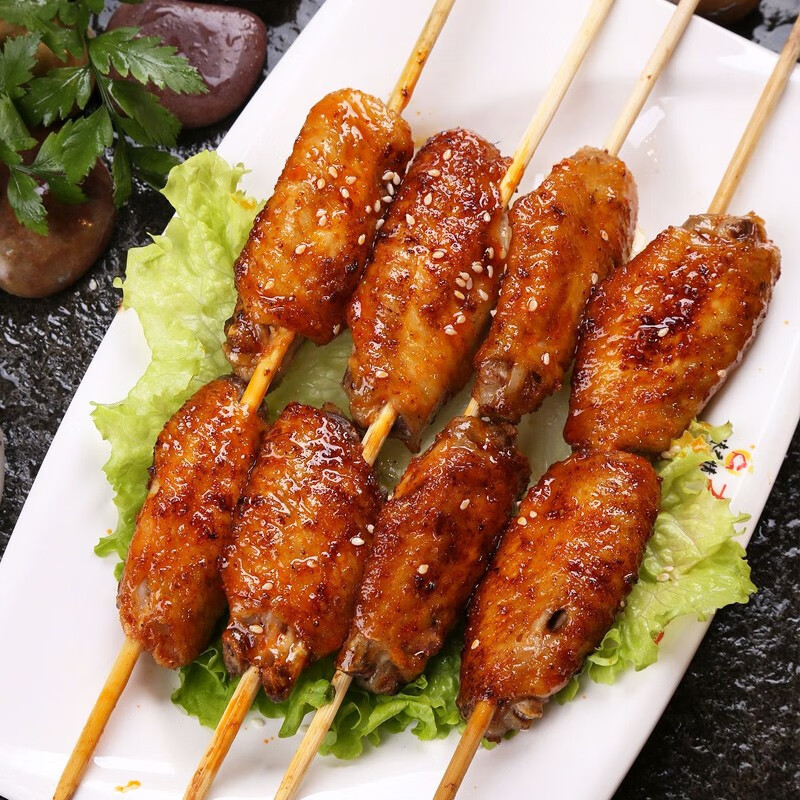 六和美食 鸡翅中串 560g/袋 约8串新希望六和 奥尔良风味烧烤半成品