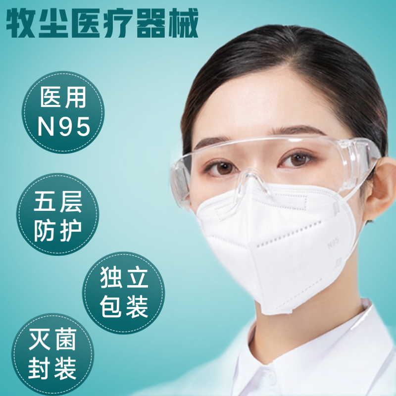 医用防护N95口罩一次性防护透气挂耳式N95口罩防细菌防飞沫传播病菌出行专用 N95防护口罩 医用N95独立装10只
