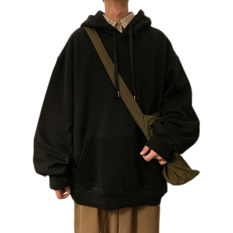 【叙图旗舰店】重磅纯棉卫衣男春秋冬季潮流cityboy日系青少年学生百搭宽松连帽衫情侣上衣服男装黑色XL价格走势,销量趋势及用户评测分析