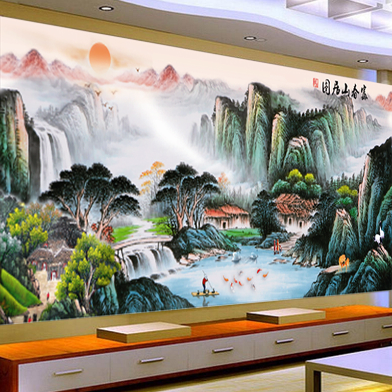 十字绣2021新款客厅富春山居图满绣自己绣手工绣 中格棉线150x68cm三