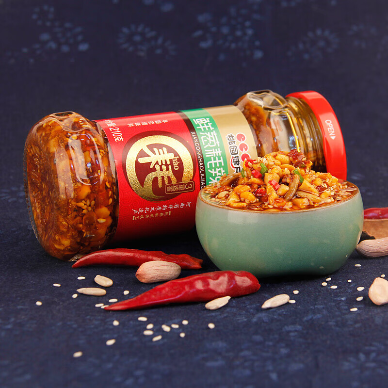 桃园建民 桃园建民 辣椒酱调料花生酱牛肉酱辣酱 香辣酱 鲜葱耗辣椒