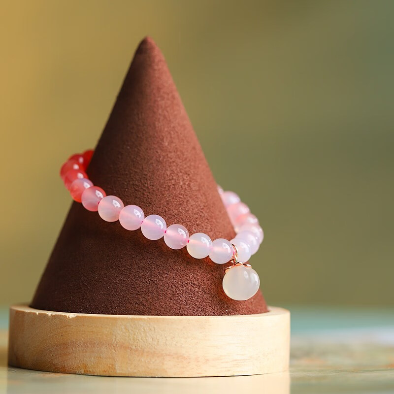 寻森非洲红玛瑙手串女天然原石红色串珠玉髓手镯非红水晶渐变盐源手链