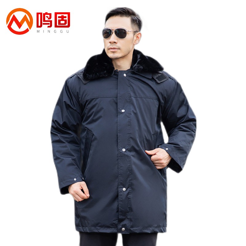 鸣固 防寒服 多功能保安jun大衣 户外巡逻作业工作服防风冬季保暖棉衣