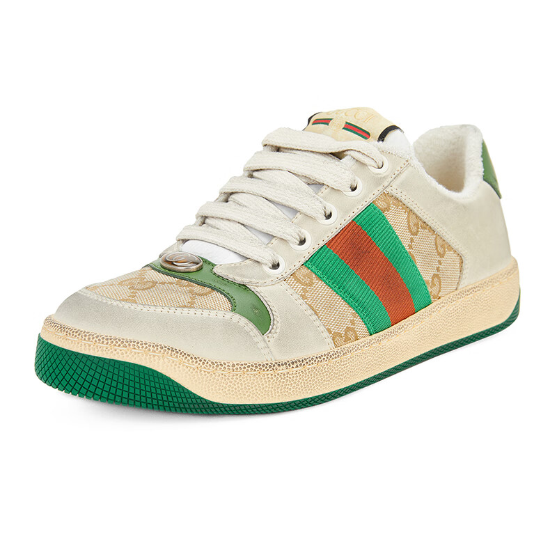 古驰 GUCCI 女士Screener系列米色/咖啡色帆布拼皮做旧效果运动鞋 570443 9Y920 9666 8/38 送男友送女友属于什么档次？