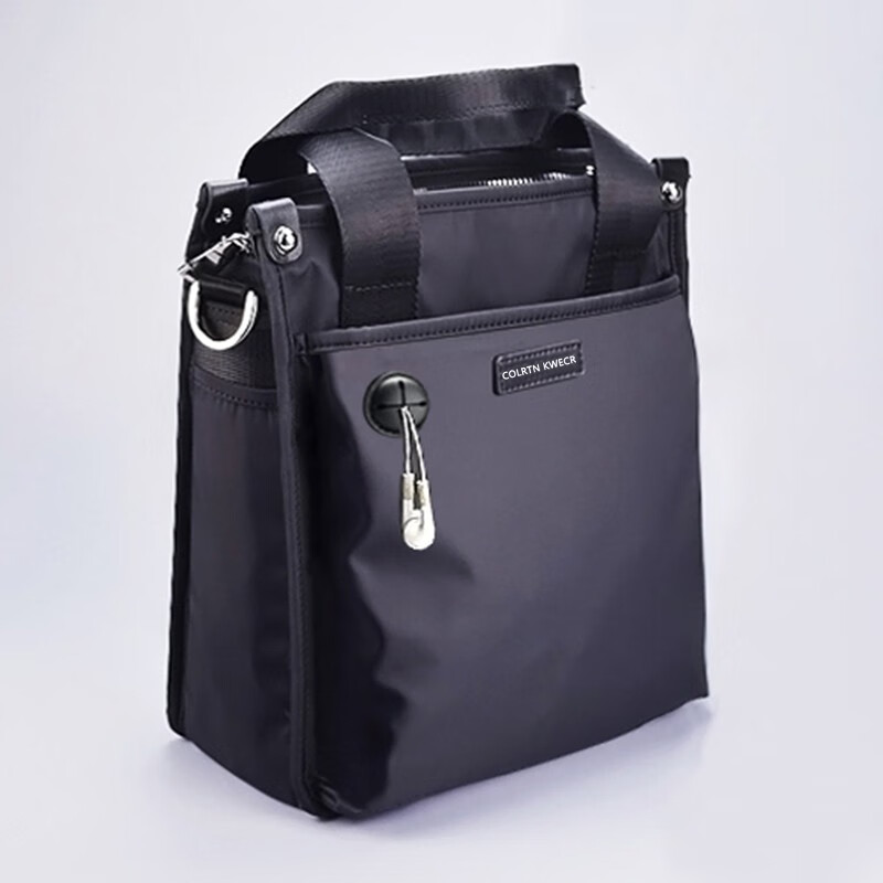 Colrtn Kwecr男士斜挎包2026新款休闲手提电脑包商务公文包大容量单肩包奢侈品 CK黑色大号32*27*11.5