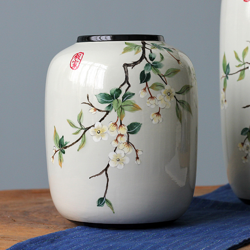 雅空中式简约陶瓷花瓶摆件家用客厅玄关插花花器大号创意ins花艺摆设