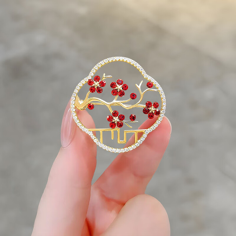 潮然蔻感气质梅花胸针防走光小众简约百搭胸花外套大衣西装配饰别针