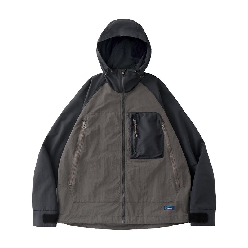 熊猫·本冲锋衣男Teflon三防面料户外防水山系撞色登山服夹克情侣外套 黑灰拼棕（有压胶） 2XL