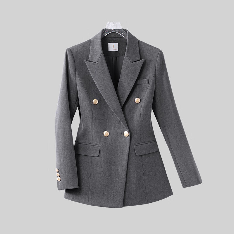 灰色正装女套装职业装春秋新款大学生面试工作服西装外套女 灰色-西装