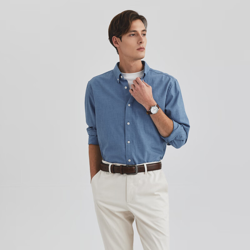 Scofield【新疆棉】男装25年春季新款简约时尚通勤全棉长袖衬衫 蓝色 M 170