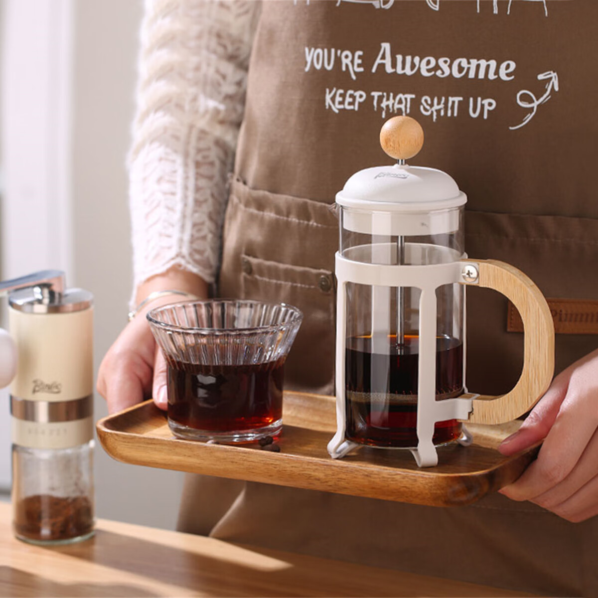 bincoo法压壶咖啡壶玻璃法式壶手压手冲壶压榨过滤泡咖啡工具神器 1个