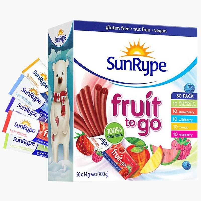 SunRype加拿大果丹皮无额外添加糖儿童水果条14g*50条宝宝磨牙水果棒小孩零食果肉条
