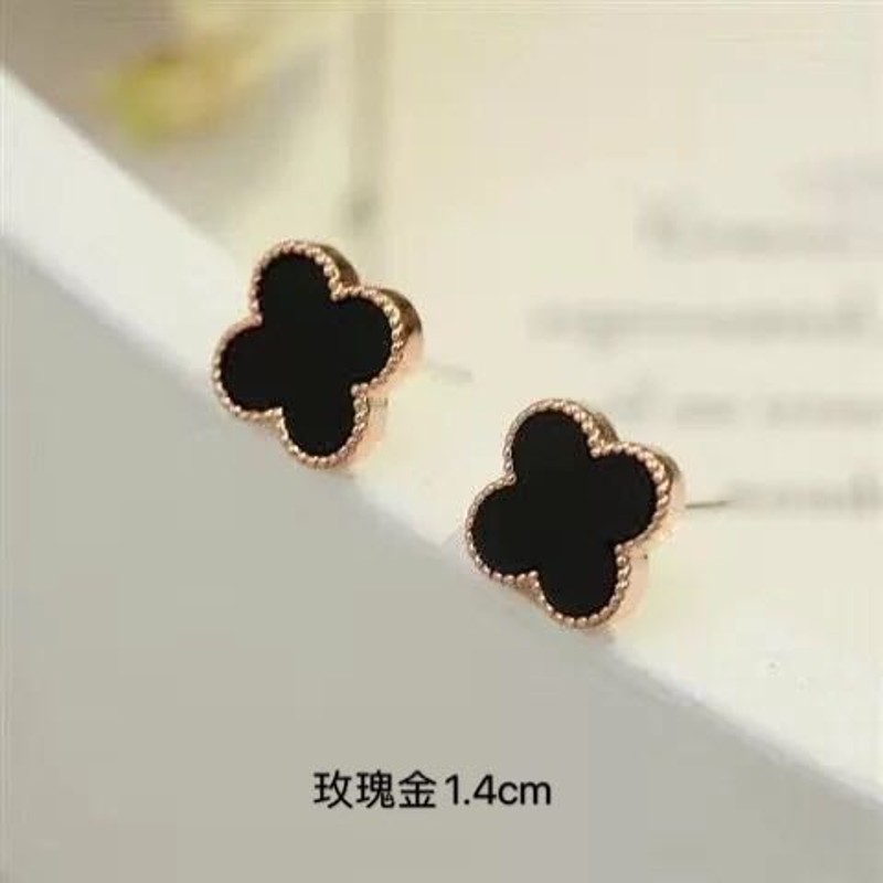 925银四叶草耳钉女镶钻2021新款潮耳环耳坠简约网红气质防过敏 玫瑰金