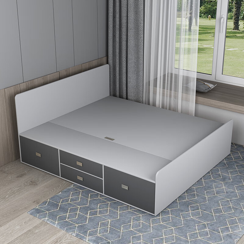 菩本家广东佛山抽屉床 定做小户型气动储物床高箱带抽屉榻米实木简约