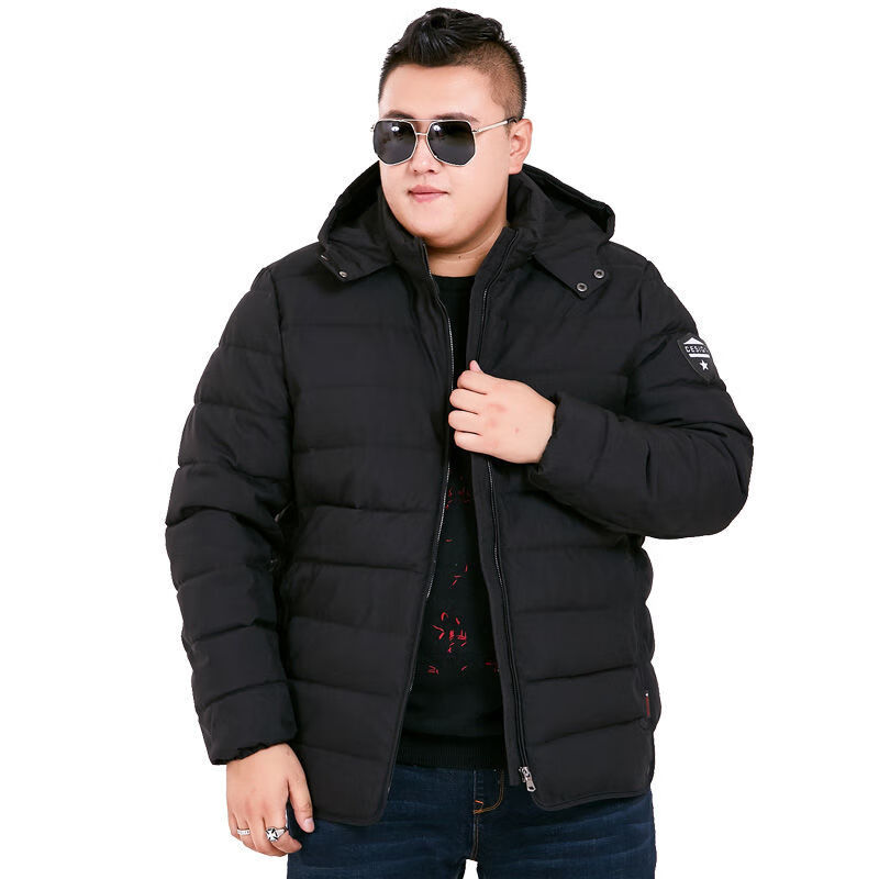 vfkz300斤大码男生棉服外套超男纯色特大号袄子肥佬棉衣胖子冬装加肥