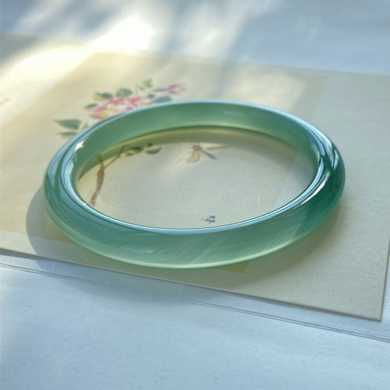 龍隐 玉手镯女冰种A货翡翠玉髓玛瑙和田玉镯子送妈妈老婆女友礼物 正圆镯 宽8mm【附证书】 54-55【适合80-90斤】