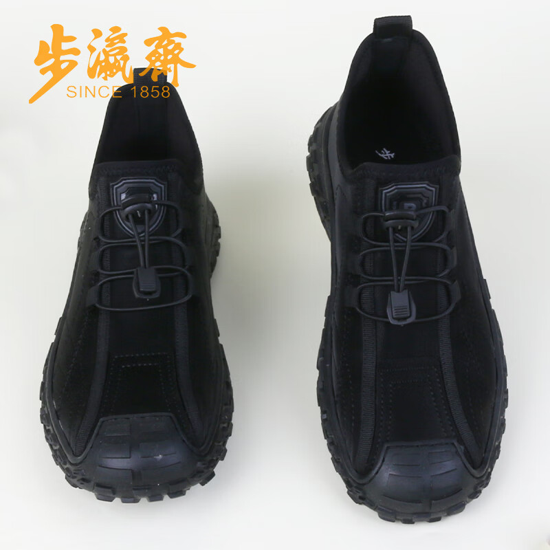 步瀛斋休闲鞋男透气厚底老北京布鞋男士运动鞋软底防滑 黑色 42