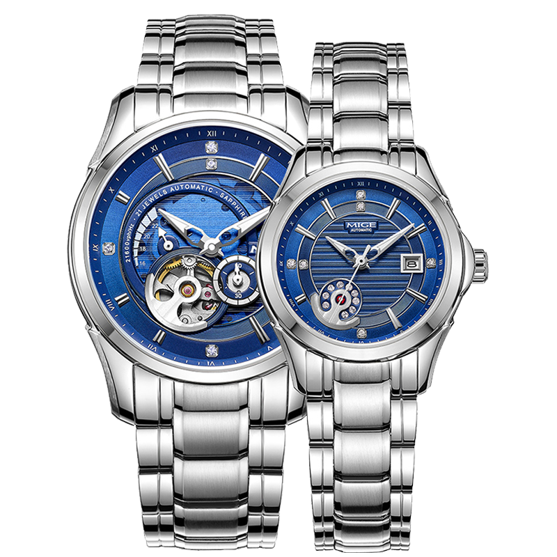 米格(mige)手表男机械表全自动镂空商务夜光防水女士手表情侣表mg12