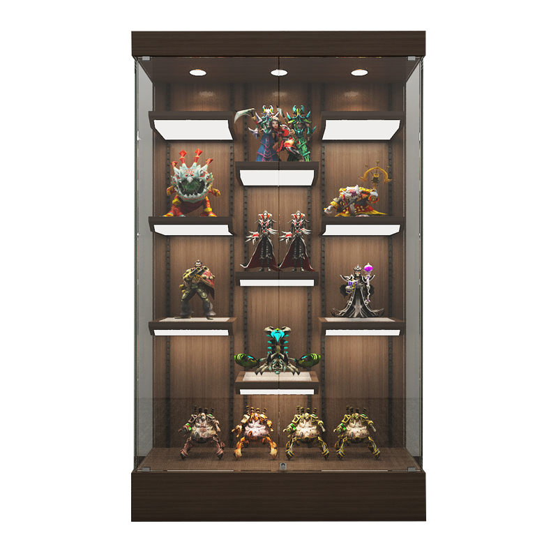 手办展示柜可放高达实木家用乐高玻璃展柜高达玩具动漫模型柜收藏收纳
