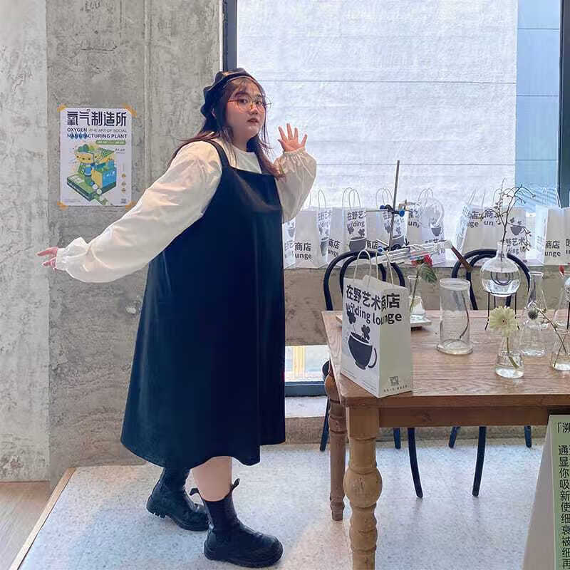 区森矮个子胖妹妹显瘦遮肚子套装连衣裙超大码女装胖mm300斤宽松显瘦
