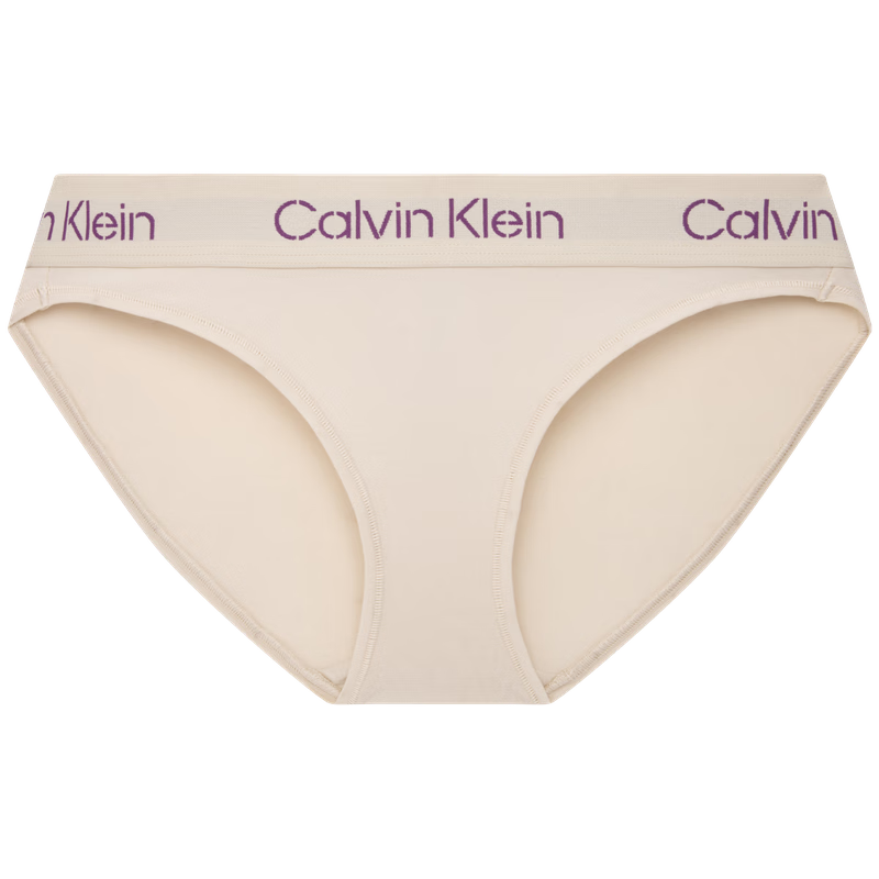 Calvin Klein內(nèi)衣【摩登引力帶】女士美拉德ck提花棉質(zhì)襠比基尼內(nèi)褲女QF7459AD YAE-乳白色 1條 XS
