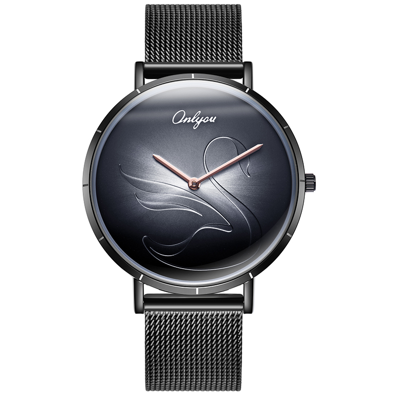 奥利妮 (onlyou)时尚潮流天鹅恋情侣手表一对表防水耐磨学生表男女士