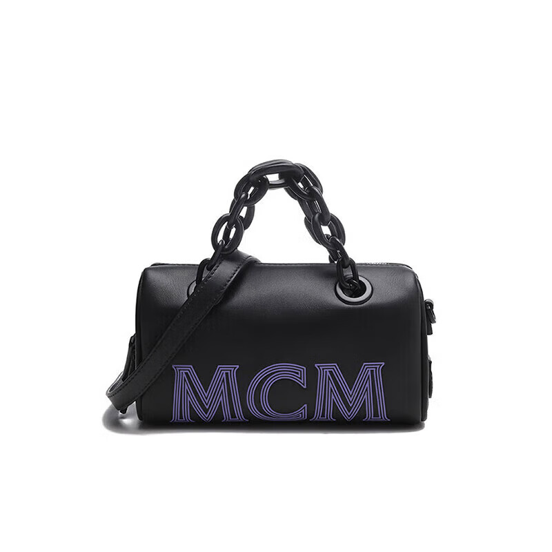 MCM女士 压花LOGO手提单肩斜挎包波士顿包迷你款 MWBCSSX01 黑色 常规