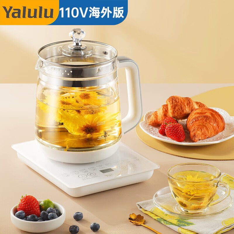 YALULU出口110V伏养生壶多功能恒温烧水壶北美美规日规家用烧水壶小家电 纯白 1.8L 110V海外版#标配
