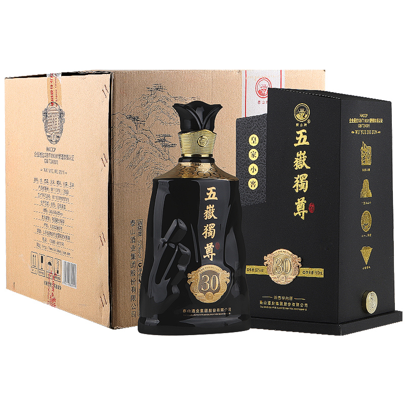 泰山牌52度浓香型白酒 五岳独尊皇家小窖30 整箱500ml*4瓶