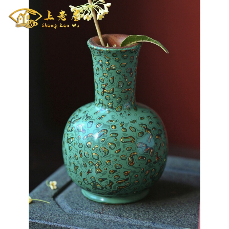 枳记家 赏瓶非遗大漆花瓶花器檀木红木花插雕件漆器手工净瓶器皿摆件