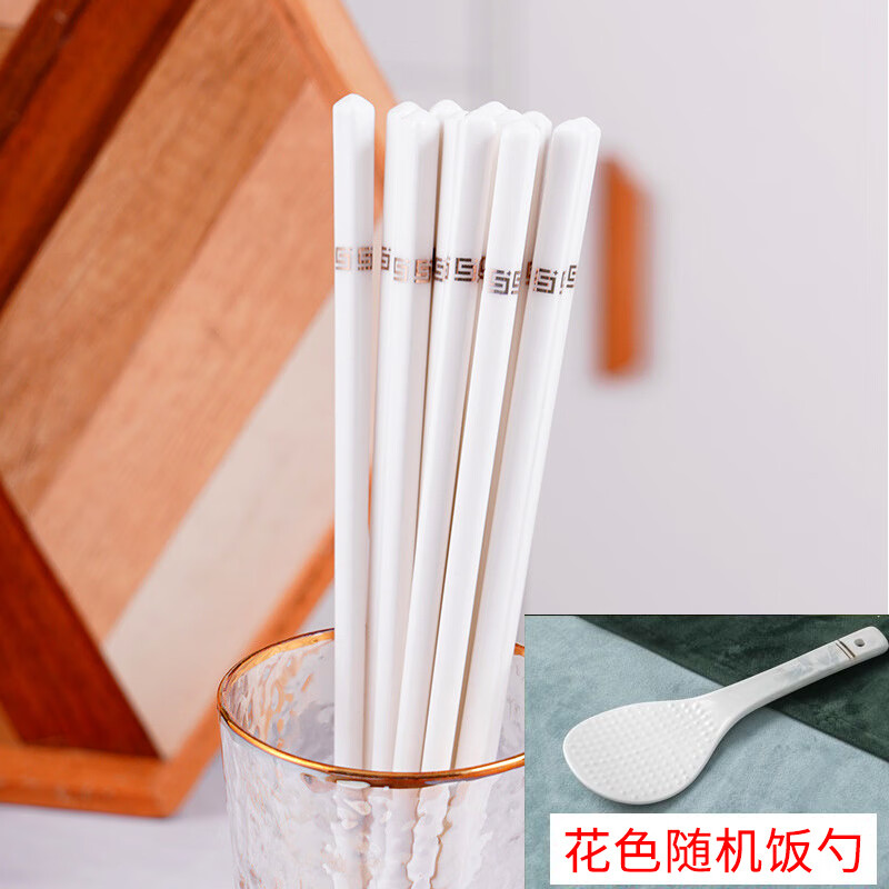 梵创景德镇陶瓷筷子家用高档防滑防霉耐高温筷子10双送礼礼品套装餐具 大好河山筷子筒1个+筷子10双