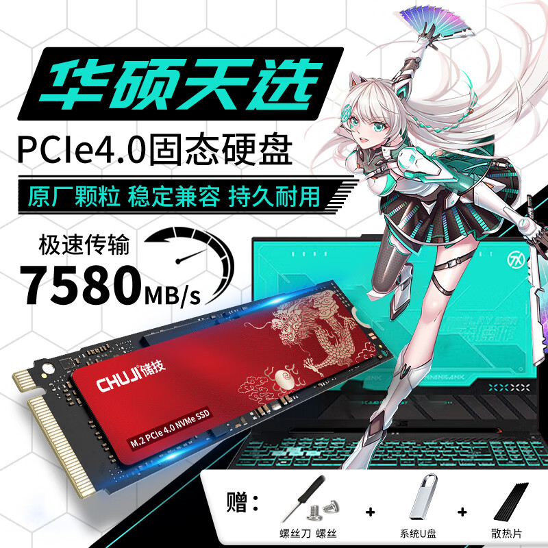 储技适用华硕天选固态硬盘1t专用2/3/4/puls笔记本高速SSD扩展PCIE m.2 NVME协议 国风 1TB【天选】PCIe4.0提速固态硬盘