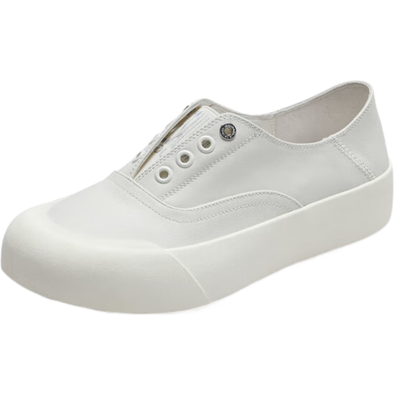 萊爾斯丹【美洋沈夢(mèng)辰同款】厚底小白鞋休閑女鞋漁夫單鞋39301 米白色 OWL 36