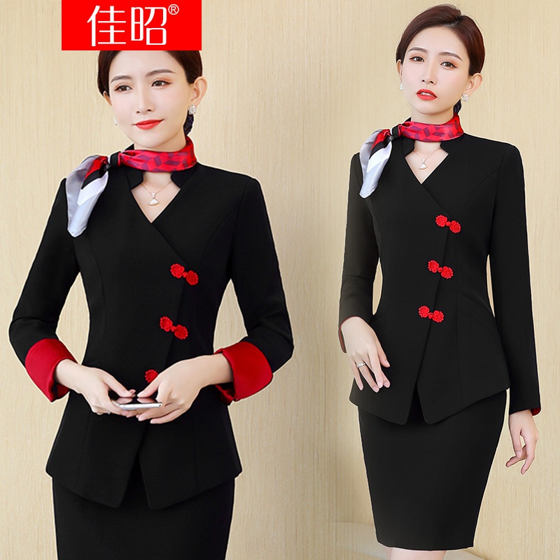 职业装西装套装女2022春季新款修身显瘦空姐制服设计感收银服务员工装