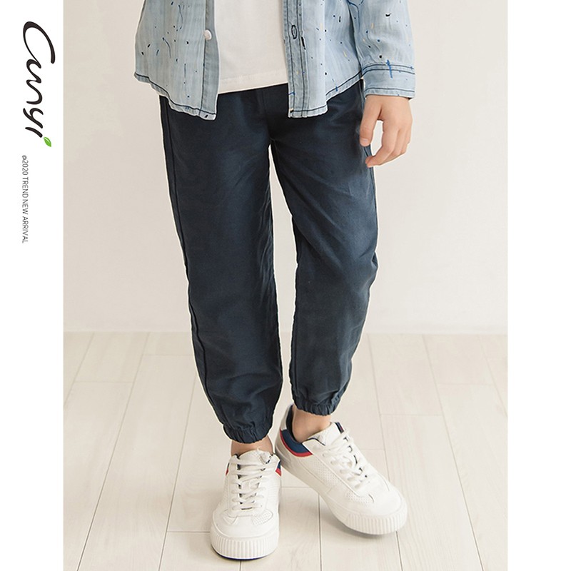 纯一良品（CUNYI）童装儿童休闲裤薄款男童裤子春秋装中大童棉麻长裤男孩亚麻童裤 卡其 140 cm