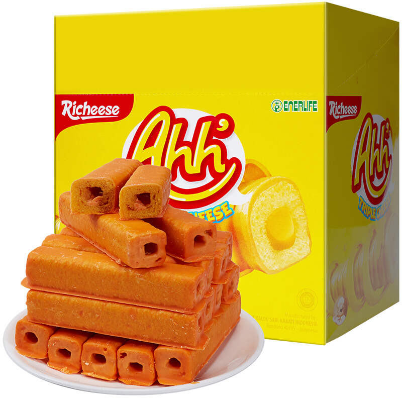 印尼进口纳宝帝Nabati丽芝士（Richeese）雅嘉儿童休闲零食奶酪味玉米棒160g盒早餐 【奶酪玉米棒】160g*1盒
