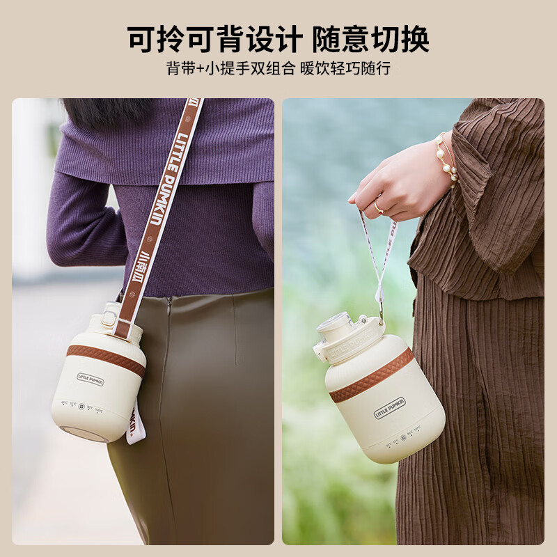 小南瓜(Little Pumpkin)便携式烧水壶烧水杯 办公室小型恒温加热水杯 随身旅行保温电热水壶 小胖吨出差养生户外迷你随行 0.6L 梵高绿(食品级304款)