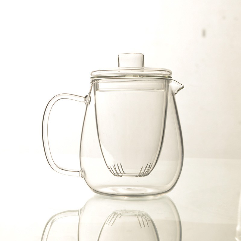 玻璃冲茶壶凉茶壶耐热加厚茶水分离花茶壶茶具套装泡茶壶五件套 透明 壶体+茶滤+盖子